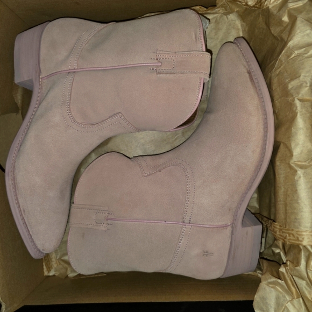Frye Pink Ankle Leather Booties with Side Zipper Sz 11 Sold Out Every Where